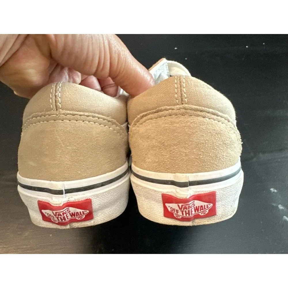 Vans Old Skool Tan Beige Suede Canvas Low Top Skate Shoes Size 4.5 Men / 6 Women